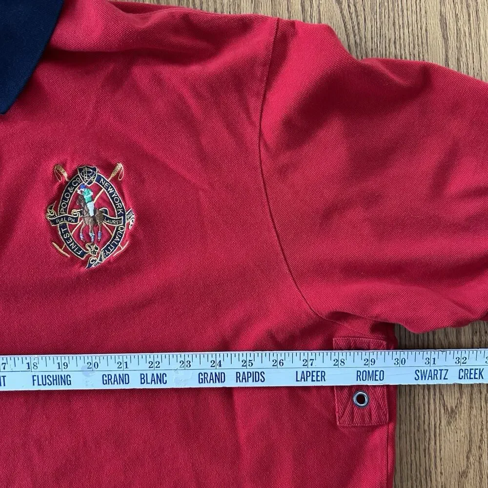 Polo Ralph Lauren 4XL Big Red Polo Shirt Flesh Pony Crest Rugby Preppy Cotton